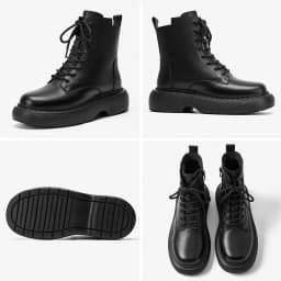 BeauToday Ankle Boots Women Cow Leather Platform Side Zipper Cross-tied Lace Sewing Female Autumn Shoes Handmade 04490
