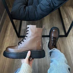 BeauToday Ankle Boots Women Cow Leather Platform Side Zipper Cross-tied Lace Sewing Female Autumn Shoes Handmade 04490