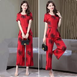 UHYTGF Cotton Silk 2 Pieces Sets Women's Summer Suit Fashion 5XL Loose Size Thin Two-Piece Sets Short Tops+Pants Tracksuit 1427