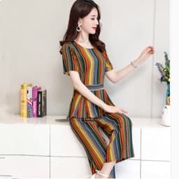 UHYTGF Cotton Silk 2 Pieces Sets Women's Summer Suit Fashion 5XL Loose Size Thin Two-Piece Sets Short Tops+Pants Tracksuit 1427