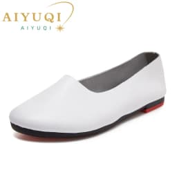 AIYUQI Women Flats Shoes Genuine Leather Ladies Shoes Large Size 41 42 43 Casual Lightweight Non-Slip 2026 New Women Loafers