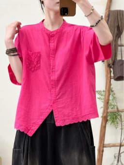 Amax LuluE 2026 Korean Summer Womens Fashion Loose Lace Shirts Casual Cotton Tops Ladies Classic Elegant Vintage Solid Blouses