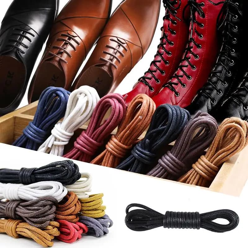 1 Pair Cotton Waxed Shoelaces Round Oxford Shoe Laces  Boots Laces Waterproof Leather Shoelace Women Men Shoes Accessories