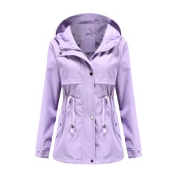 Women's Hooded Windbreaker Jacket Waterproof Zipper Long Sleeve Casual Coat Turndown Collar Pocket Outwear Autumn Jackets Women