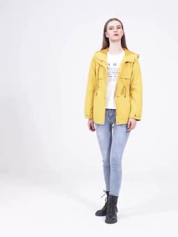 Women's Hooded Windbreaker Jacket Waterproof Zipper Long Sleeve Casual Coat Turndown Collar Pocket Outwear Autumn Jackets Women