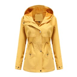 Women's Hooded Windbreaker Jacket Waterproof Zipper Long Sleeve Casual Coat Turndown Collar Pocket Outwear Autumn Jackets Women