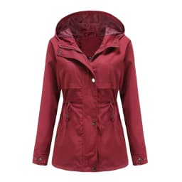 Women's Hooded Windbreaker Jacket Waterproof Zipper Long Sleeve Casual Coat Turndown Collar Pocket Outwear Autumn Jackets Women