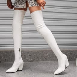 Pointed Toe Super High Wedge Heel Close To Slim Sexy Women's Boots Plus Size Side Zip Plush Lining Winter Over-The-Knee Boots