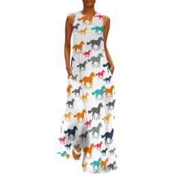 Horse Pack Dress Spring Cool Horses Love Street Style Bohemia Long Dresses Woman Pattern Vintage Maxi Dress 3XL 4XL 5XL