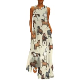 Horse Pack Dress Spring Cool Horses Love Street Style Bohemia Long Dresses Woman Pattern Vintage Maxi Dress 3XL 4XL 5XL