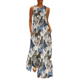 Horse Pack Dress Spring Cool Horses Love Street Style Bohemia Long Dresses Woman Pattern Vintage Maxi Dress 3XL 4XL 5XL