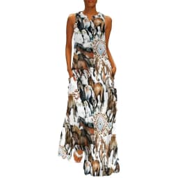 Horse Pack Dress Spring Cool Horses Love Street Style Bohemia Long Dresses Woman Pattern Vintage Maxi Dress 3XL 4XL 5XL