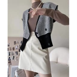 International air fold wear plaid knit wool vest for women autumn winter new style of 100 match vest loose small outside