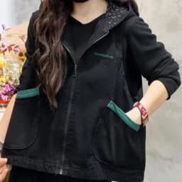 Vintage Women's Hooded Denim Tank Top Denim Waistcoat Short Jacket Loose Plus Size Large Pocket Color-block Wash Cropped Vest