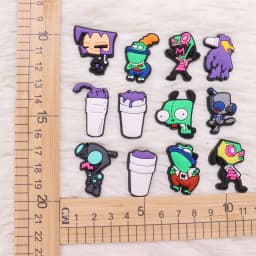 1Pcs Shoe Charms Cartoon Anime Green Alien Monster Accessories Shoes Buckle Decorations Fit Kids DIY Party Gift