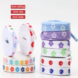 1Pair Sakura Printed Flat Shoelaces, Cute Cherry Blossom Flower Pattern Shoe Laces, Decorative Floral Shoestrings for Sneakers