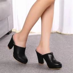2024 New Summer Lady Mules Closed Toe Fashion 10 CM High Heel Slippers Woman Winter Fur Clogs Casual Sandals Black Shoes White