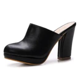 2024 New Summer Lady Mules Closed Toe Fashion 10 CM High Heel Slippers Woman Winter Fur Clogs Casual Sandals Black Shoes White