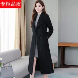 UHYTGF Women's Jacket Fashion Korean Slim Winter Woolen Coat Pure Color Wild Elegant Female Long Outerwear Casual Warm Tops 1189
