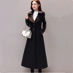 UHYTGF Women's Jacket Fashion Korean Slim Winter Woolen Coat Pure Color Wild Elegant Female Long Outerwear Casual Warm Tops 1189
