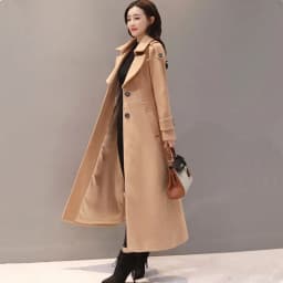 UHYTGF Women's Jacket Fashion Korean Slim Winter Woolen Coat Pure Color Wild Elegant Female Long Outerwear Casual Warm Tops 1189