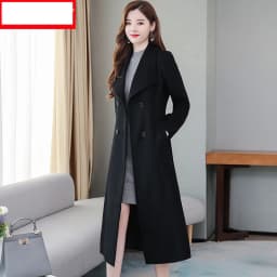 UHYTGF Women's Jacket Fashion Korean Slim Winter Woolen Coat Pure Color Wild Elegant Female Long Outerwear Casual Warm Tops 1189
