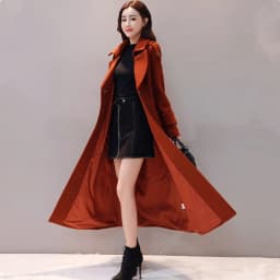 UHYTGF Women's Jacket Fashion Korean Slim Winter Woolen Coat Pure Color Wild Elegant Female Long Outerwear Casual Warm Tops 1189