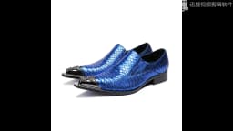Christia Bella Blue Men Genuine Leather Shoes Metal Pointed Toe Party Club Dress Shoes Fashion Business Man Shoes Big Size