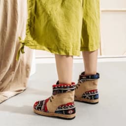 Spring Women Hemp Ankle Boots High-Cut Lace-Up Patchwork Leisure Shoes Ladies Retro Embroidered Short Booties Flat Heel Sneakers