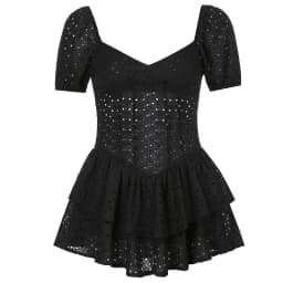 V Neck Ruffles Pleated Women's Dress Puff Sleeve Chic Black Summer Party Mini Dresses Hollow Out Vintage Corset Vestidos Ladies