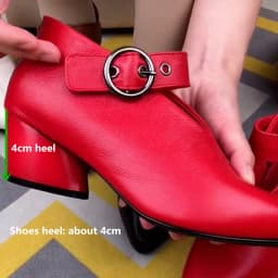 Women's V-neck Ankle Boots Ladies Big Size 34-43 Designer Shoes Heel with Heart-shaped Women Autumn Hook & Loop Mary Jane Boots