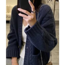Autumn winter new fund pure cashmere cardigan female twist add thick sweater languid lazy wind loose sweater coat