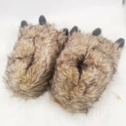 Wholesale Luxury Fluffy Paw AntiSlip Brown Plush House Indoor Slippers Men Animal Plush Home Bedroom Claw Slides Women Sandals