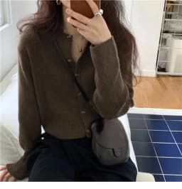 Fashion cashmere knit cardigan women spring and autumn new round collar Korean sweater loose short jacket sweater coat