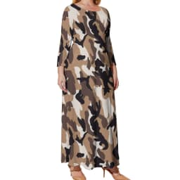 Camo Print Army Dress Long Sleeve Sloth Camouflage Elegant Maxi Dress Summer Street Wear Printed Bohemia Long Dresses Large Size