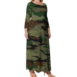 Camo Print Army Dress Long Sleeve Sloth Camouflage Elegant Maxi Dress Summer Street Wear Printed Bohemia Long Dresses Large Size