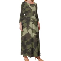 Camo Print Army Dress Long Sleeve Sloth Camouflage Elegant Maxi Dress Summer Street Wear Printed Bohemia Long Dresses Large Size