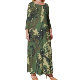 Camo Print Army Dress Long Sleeve Sloth Camouflage Elegant Maxi Dress Summer Street Wear Printed Bohemia Long Dresses Large Size