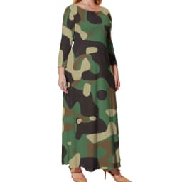Camo Print Army Dress Long Sleeve Sloth Camouflage Elegant Maxi Dress Summer Street Wear Printed Bohemia Long Dresses Large Size