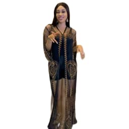Dress Mesh Fabric Rhinestone Decoration + Sling Sexy Fashion Luxury Robe