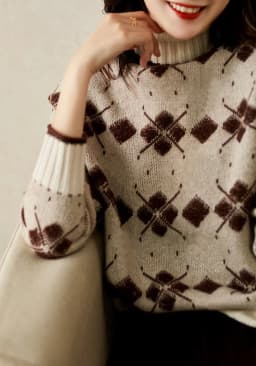 Delicate jacquard knit women's 2021 winter new loose turtleneck temperament versatile warm sweater loose