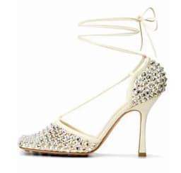 Luxury Woman Black Apricot Pink Bling Diamond Crystal Hollow Out Mesh Square Toe Sandals Female Lace Up Stiletto Heels Shoes