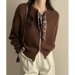 Bow-tie ribbon pure cashmere cardigan sweater early spring temperament round collar loose wool coat
