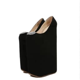 SDTRFT Ultra High-Heeled 30cm Wedges College Girl Diamond Pumps 20cm Platform Women Round Toe Lace Cosplay Lolita Sweet Shoes
