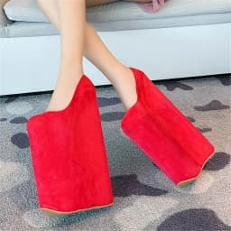 SDTRFT Ultra High-Heeled 30cm Wedges College Girl Diamond Pumps 20cm Platform Women Round Toe Lace Cosplay Lolita Sweet Shoes