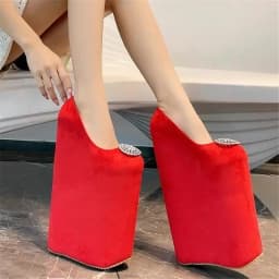 SDTRFT Ultra High-Heeled 30cm Wedges College Girl Diamond Pumps 20cm Platform Women Round Toe Lace Cosplay Lolita Sweet Shoes
