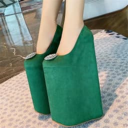 SDTRFT Ultra High-Heeled 30cm Wedges College Girl Diamond Pumps 20cm Platform Women Round Toe Lace Cosplay Lolita Sweet Shoes
