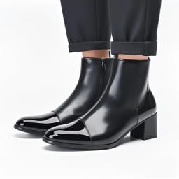 Spring andAutumn Men High-heeled Square head Stage Catwalk Wedding Boots top layer cowhide Thick Heel Party Heighten men's Boots