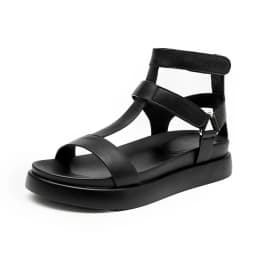 BeauToday Gladiator Sandals Women Genuine Calfskin Leather Open Toe T-Strap Thick Sole Summer Ladies Shoes Handmade 07130S