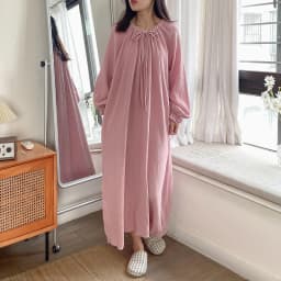 100% Cotton Gauze Maxi Dresses For Women Casual Solid Long Sleeve Bandage Lace Up Oversized Long Dresses Comfortable Homewear
